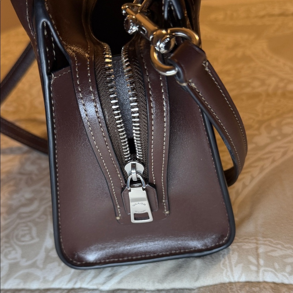 COACH Andrea Carryall Bag In Signature Jacquard CT766 Silver/Oak/Maple - Picture 5 of 13